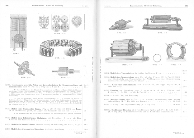 Open book displaying various electric motors with accompanying text and images.