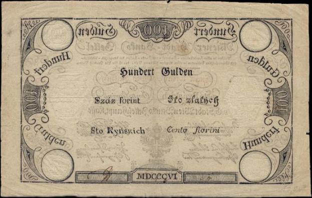 Old German 100 Pfennig banknote featuring a man's portrait on a black background.