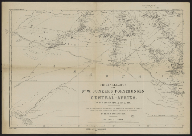 Alte Karte von Zentralafrika in einem gerahmten Display mit Text.