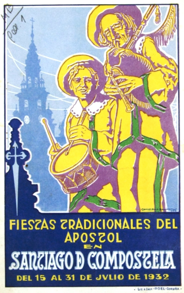 Plakat für ein Konzert in San Francisco mit zwei Musikern, einem am Schlagzeug und einem an der Flöte, mit Veranstaltungstext.