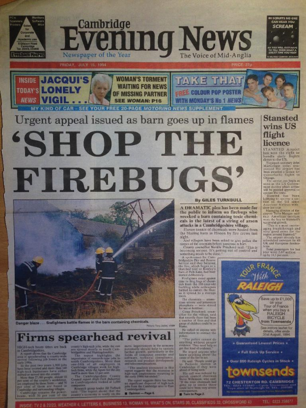 Newspaper front page with multiple advertisements and headlines.