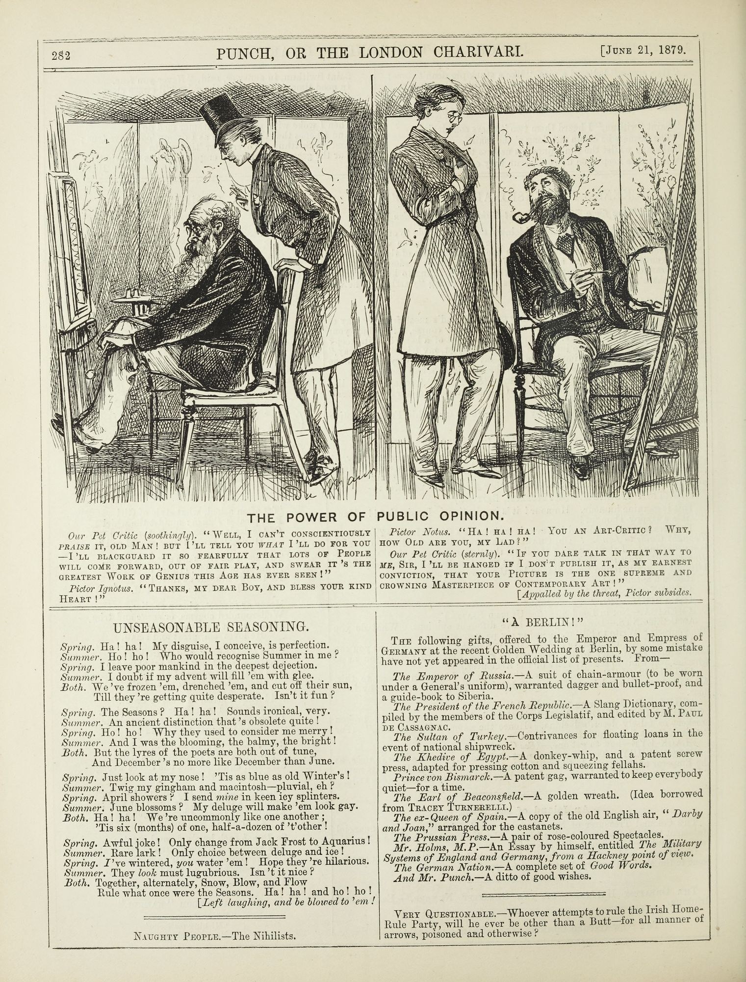 Ein altes Buchcover mit einem Mann in einem Stuhl sitzend und einem ernsten Gesichtsausdruck sowie einer Frau danebenstehend, die nachdenklich aussieht, mit der Überschrift "Die Macht der öffentlichen Meinung" auf der Seite.