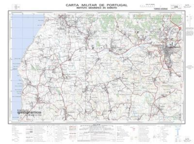 Eine detaillierte militärische Karte von Portugal mit Straßen, Städten und geografischen Merkmalen, die Text oben und unten enthält.
