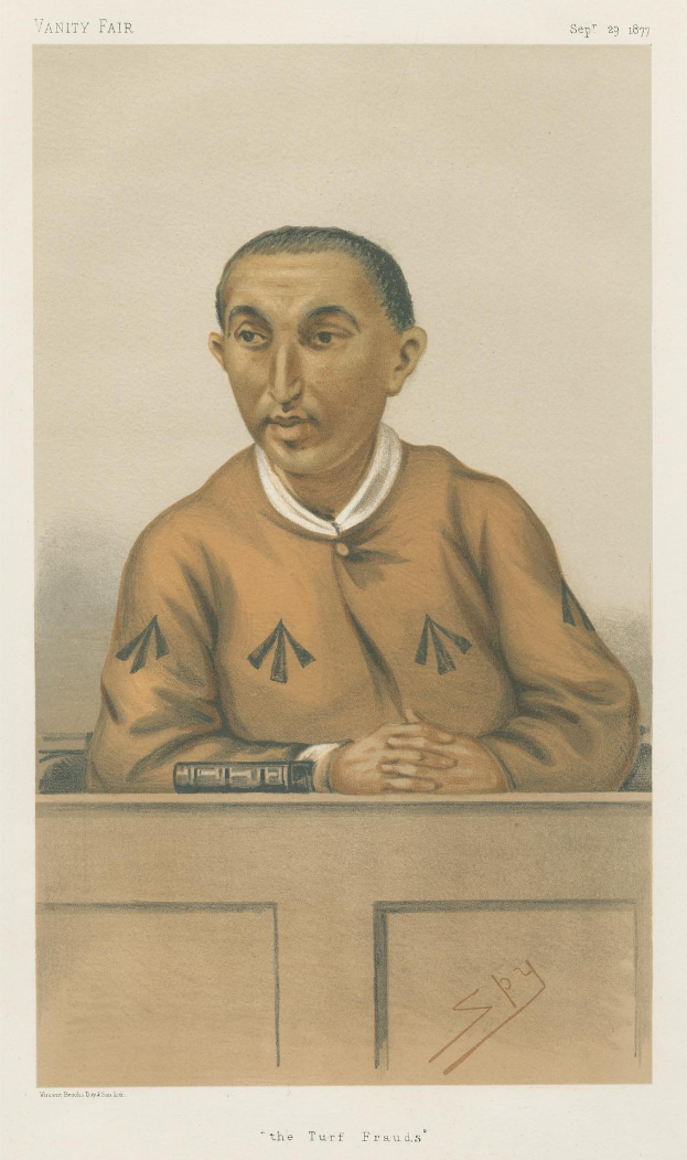 Ein Mann in einem weißen Hemd und dunkler Hose sitzt an einem Tisch mit gefalteten Händen und ernstem Gesichtsausdruck, mit dem Text 'Die Rasenbetrüger' unten.