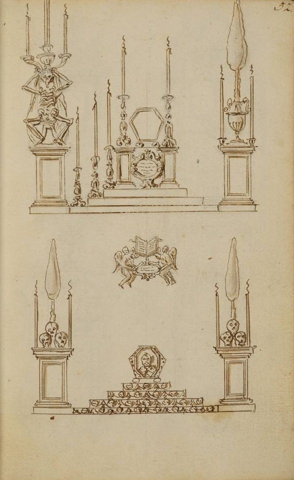 Ein Buchumschlag mit einer detaillierten Illustration eines dekorierten Tisches mit brennenden Kerzen.
