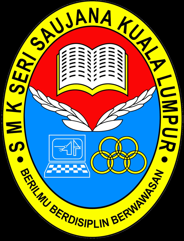 Logo der Universität Malaysia mit einem blauen Kreis mit weißer Umrandung und einem Stern, der eine weiße Leiste mit 'Universität Malaysia' in schwarzer Schrift enthält.