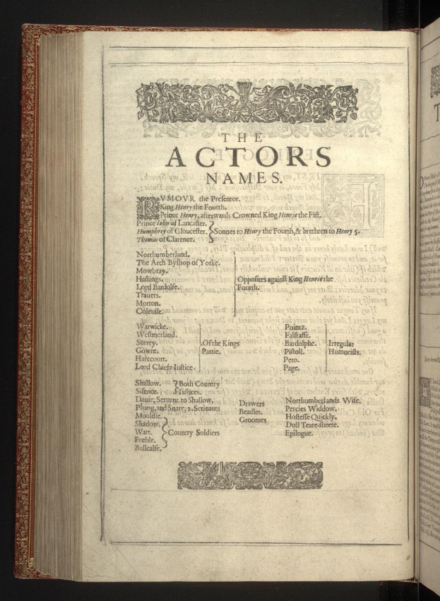 Offenes Buch mit dem Titel 'Die Schauspieler' auf schwarzem Hintergrund.