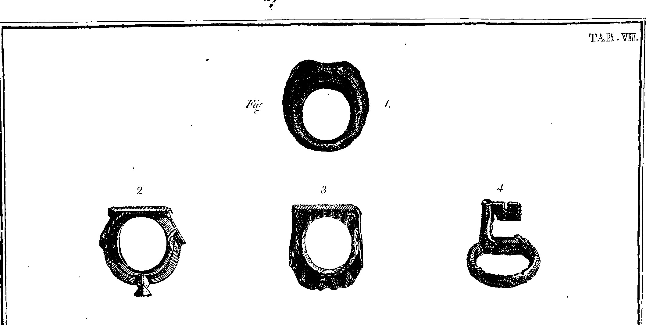 Black and white drawing of four different ring designs arranged in a triangular formation on a white background, with the text "Ring Patent" below.