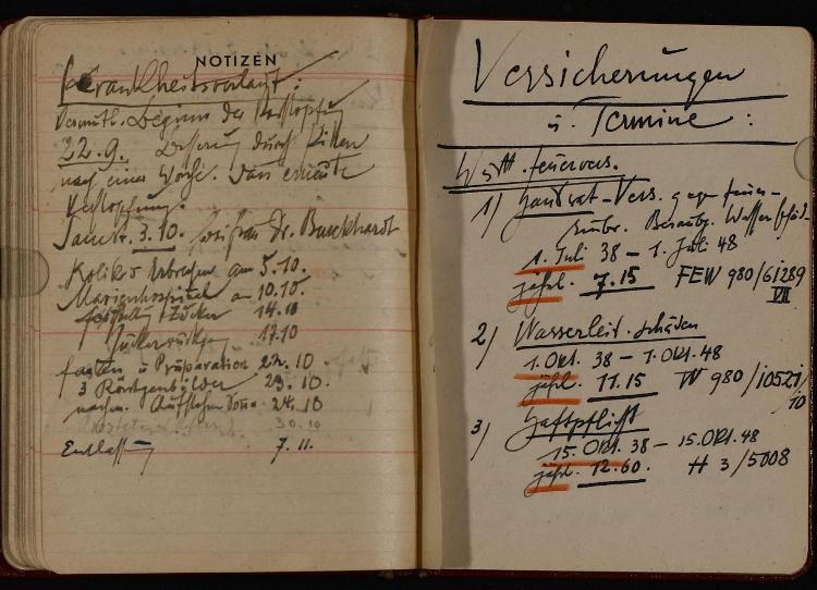 Ein offenes deutsches Militär-Tagebuch aus dem frühen 20. Jahrhundert, gefüllt mit handgeschriebener Text und Zahlen.