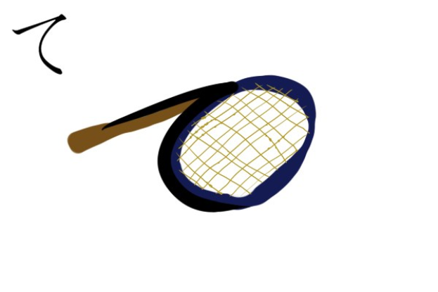 Bewegter Tennis-Schläger auf einem weißen Hintergrund mit einem nach rechts zeigenden Pfeil, der die Bereitschaft zur Nutzung suggeriert.