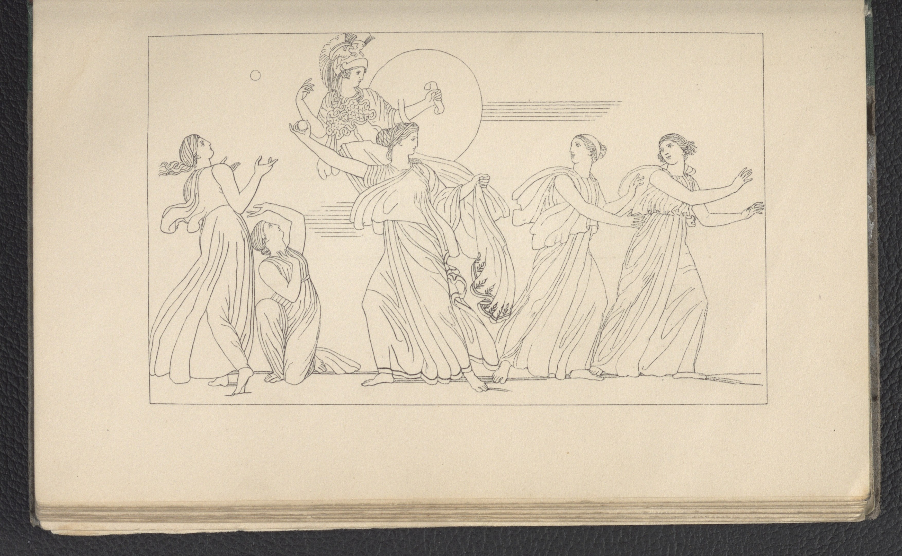 Ein Buchumschlag mit einer leuchtenden Illustration einer Gruppe von Frauen, die energisch im Einklang tanzen, mit detaillierten Kleidungsstücken und Gesichtern.