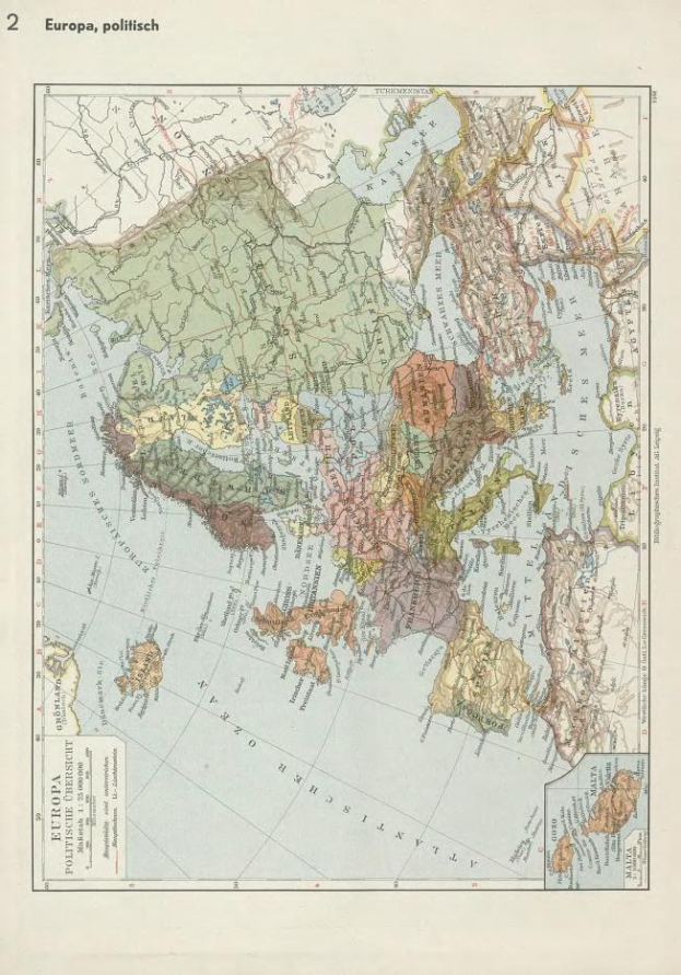 Alte 19. Jahrhundert-Karte von Europa, die politische Grenzen zeigt, auf Papier gedruckt mit Text oben und unten.