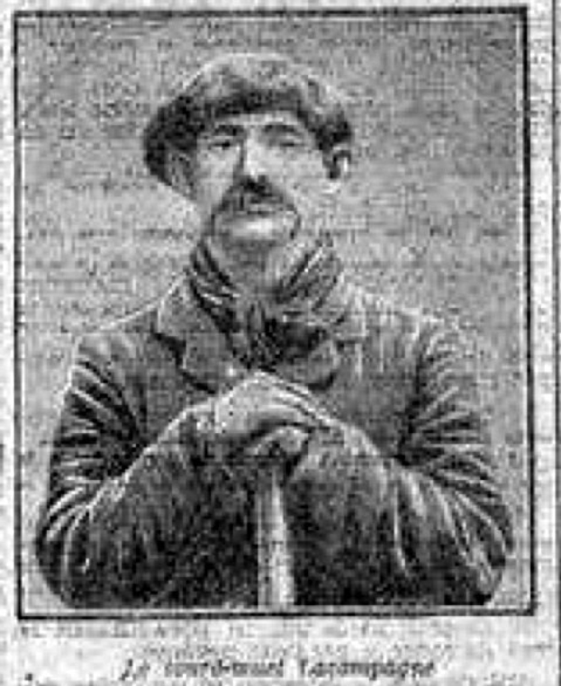 Schwarzes und weißes Porträt eines Mannes mit Schnurrbart, der mutmaßlich J.J. Amundsen ist, Gründer der New York Times, der einen Anzug und eine Krawatte trägt und ernst in die Kamera schaut.