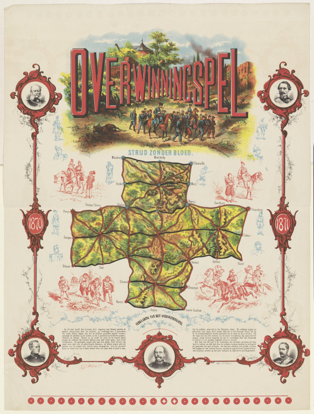 Ein buntes Stadtplan-Poster von Overwiningspel, Deutschland, mit lächelnden Menschen, Bäumen und klar beschrifteten Sehenswürdigkeiten.