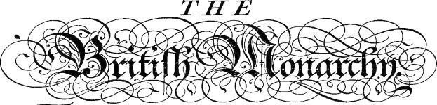 Der Text "The British Monarchy" in fetter, schwarzer, moderner Schriftart, zentriert auf einem weißen Hintergrund mit einem schmalen schwarzen Rand.