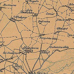 Detailed old map of Stadtzenice showing streets, buildings, landmarks, and text with additional city information.
