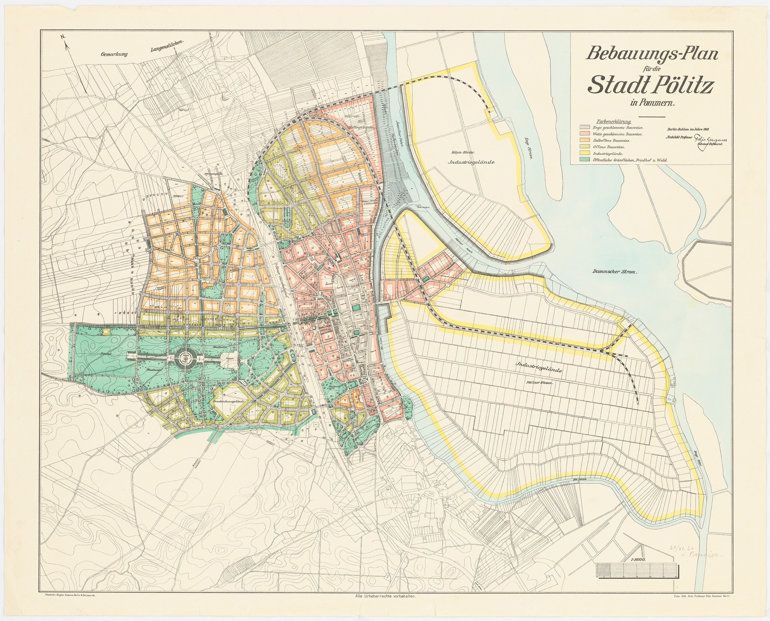 Detailed old map of Stadt Pölitz, Germany, displaying streets, buildings, and landmarks on aged paper.