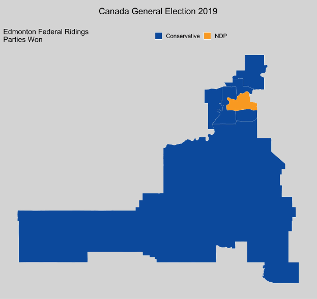 Eine Karte von Kanada, die die Wahlbeteiligung bei der allgemeinen Wahl 2019 nach Provinzen zeigt, mit hervorgehobenen Prozentangaben in Blau und Orange sowie begleitendem Text.
