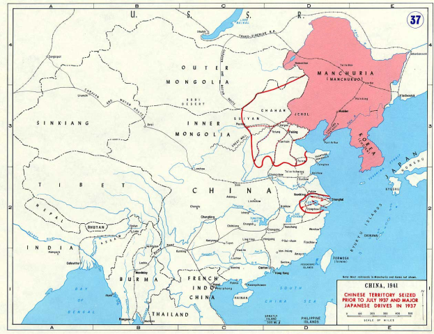 Eine detaillierte Karte von China und seinem historischen Reich, die Regionen, Städte und Hauptstädte mit begleitendem Text zeigt.