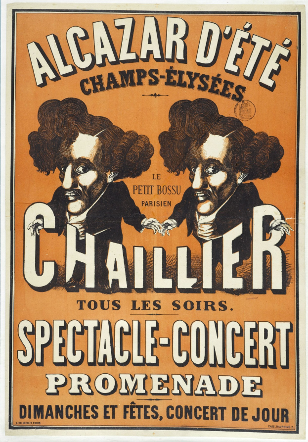 Plakat, das ein Konzert mit zwei Männern in Anzügen zeigt, die ernst dreinschauen und große Schrift haben.