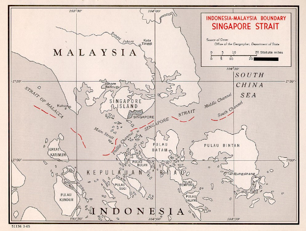 Detailierte Karte von Singapur und Malaysia mit gekennzeichneten Grenzen, Städten, Flüssen und geografischen Merkmalen.