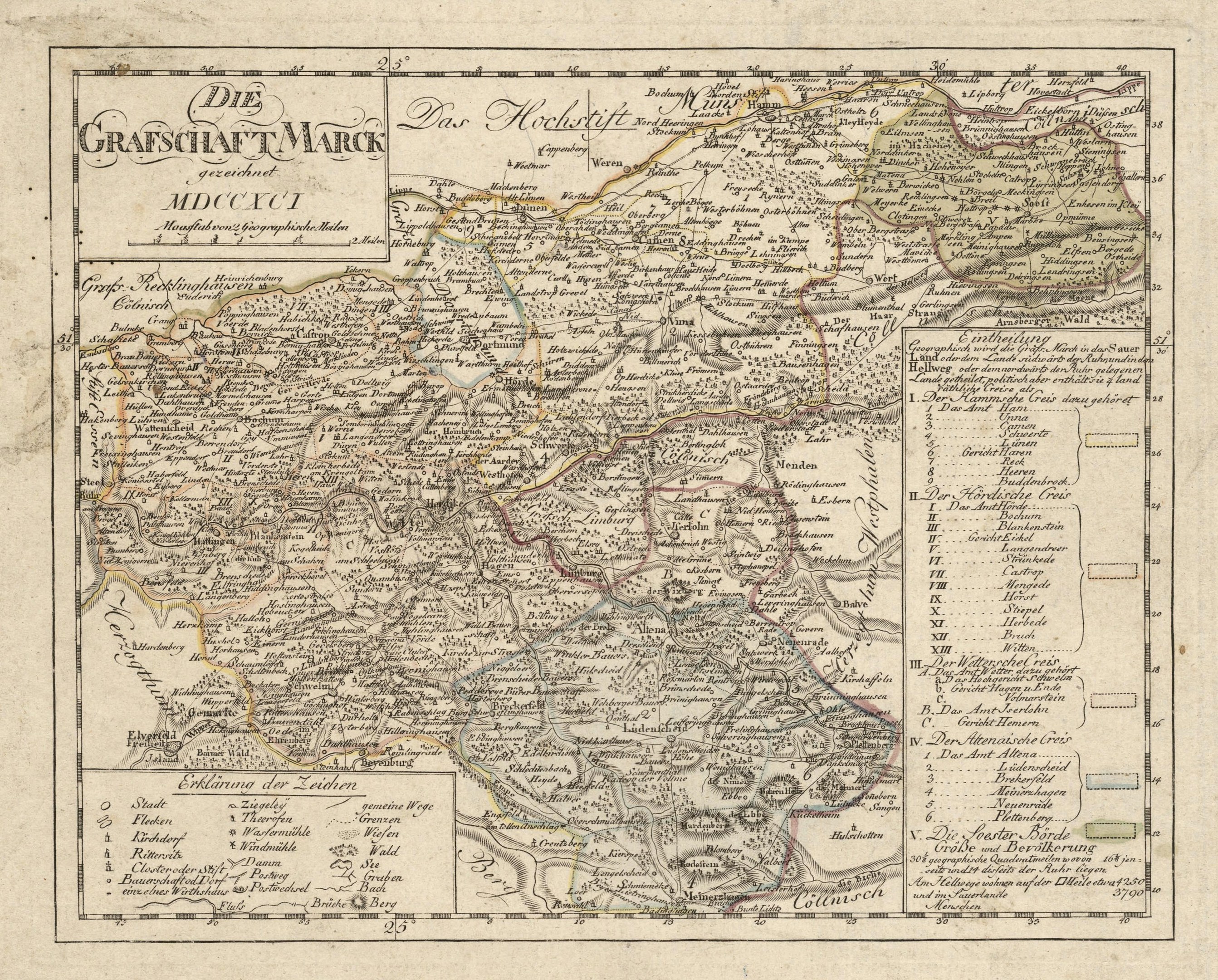 Ein detailliertes Vintage-Karte von München, Deutschland, mit Straßen, Parks, Flüssen und Sehenswürdigkeiten, umrahmt von einem dekorativen Rand in Blau-, Grün- und Gelbtönen.
