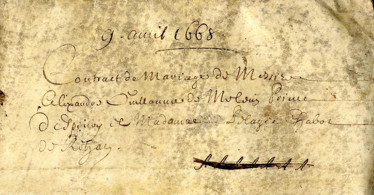 Gelbliches altes Papier mit sauberer, lesbarer Handschrift, die einen Ehevertrag mit einem Mann beschreibt.