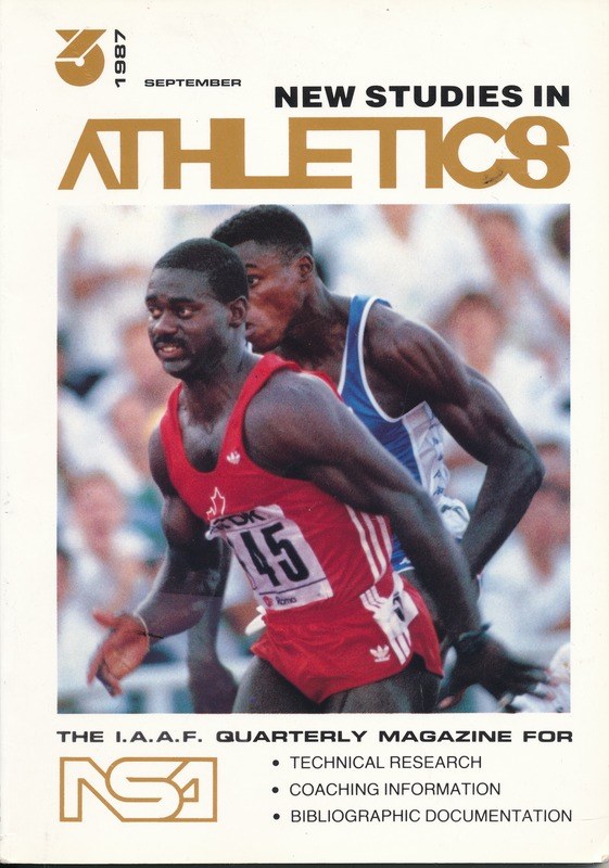 Cover of the book "New Studies in Athletics September 1987" featuring two people on the cover.